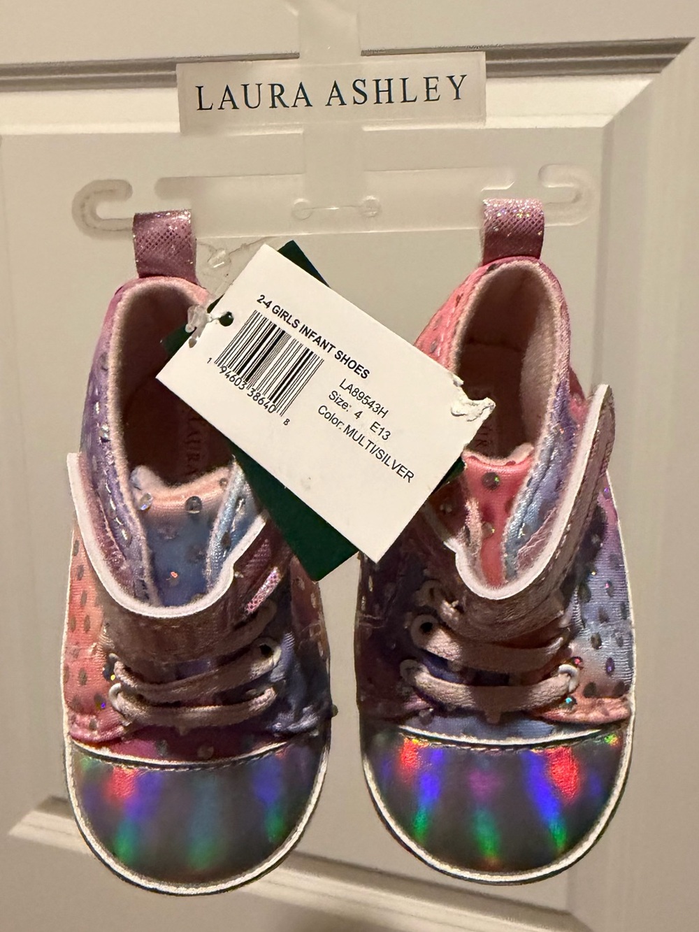 Laura Ashley Pink and Purple Holographic Toe Infant Sneakers